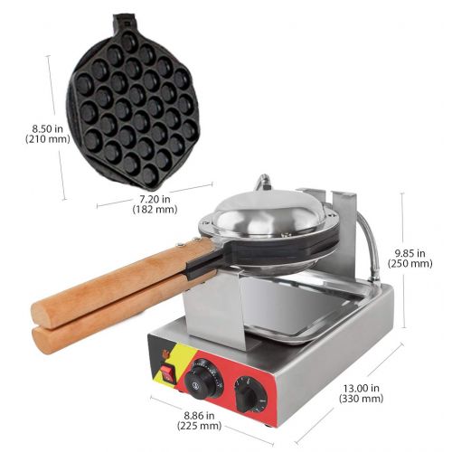  VEVOR Egg Waffle Maker Professional Rotated Nonstick (GrillOven for Cooking Puff, Hong Kong Style, Egg, QQ, Muffin, Cake Eggettes and Belgian Bubble Waffles) (220V with EURO Plug) (220V