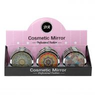 Professional Fashion Wholesale Round Cosmetic Mirror in Assorted Kaleidoscope Prints - Bulk Case 48 Pack