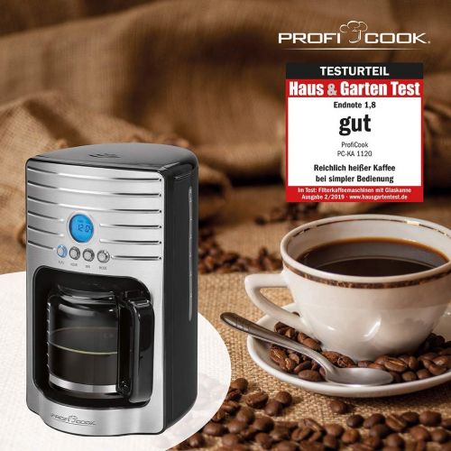  ProfiCook PC-KA 1120, Kaffeeautomat fuer 15 Tassen (ca. 1,7 Liter), Edelstahlfront, Programmierbare 24 Stunden-LCD-Digital-Zeitschaltuhr