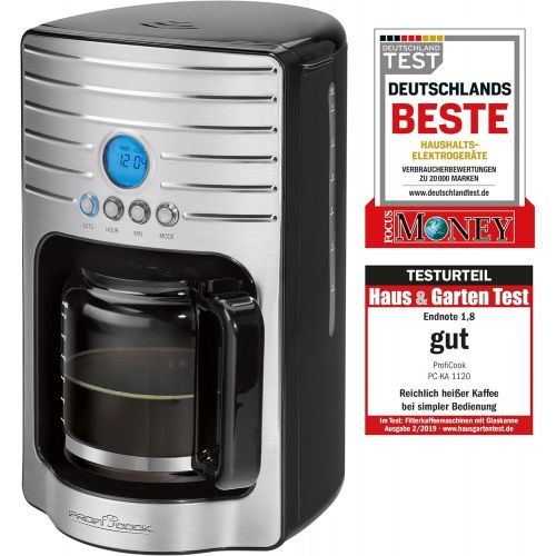  ProfiCook PC-KA 1120, Kaffeeautomat fuer 15 Tassen (ca. 1,7 Liter), Edelstahlfront, Programmierbare 24 Stunden-LCD-Digital-Zeitschaltuhr