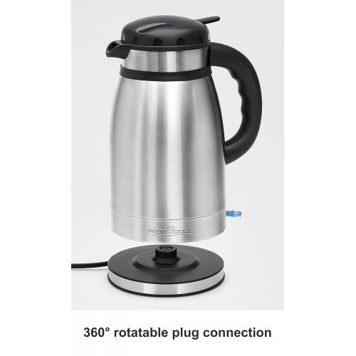  Profi Cook PC-WKS 1148 T 2in1 Edelstahl Wasserkocher und Thermokanne, 1,5 L, doppelwandiges Thermogehause, heisses Wasser fuer Stunden