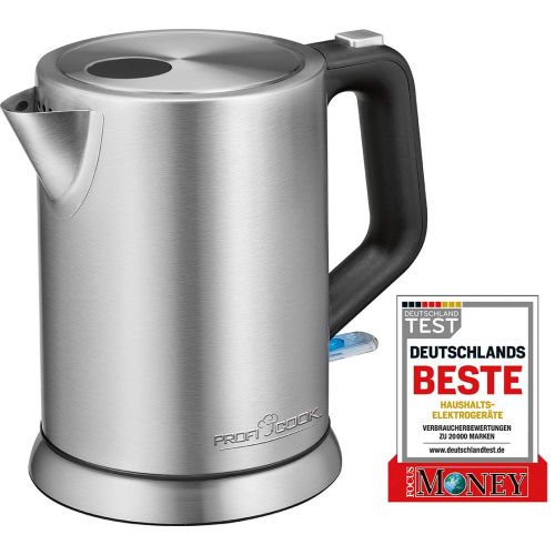  ProfiCook PC-WKS 1106 Edelstahl-Wasserkocher, 1 Liter, maximal 1850-2200 Watt, Wasserstandsanzeige, inox