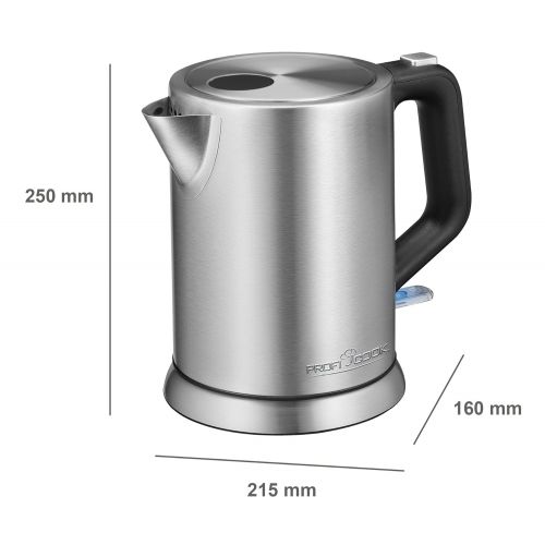  ProfiCook PC-WKS 1106 Edelstahl-Wasserkocher, 1 Liter, maximal 1850-2200 Watt, Wasserstandsanzeige, inox