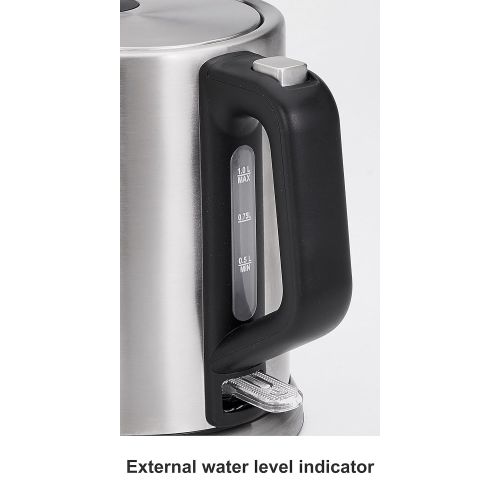  ProfiCook PC-WKS 1106 Edelstahl-Wasserkocher, 1 Liter, maximal 1850-2200 Watt, Wasserstandsanzeige, inox