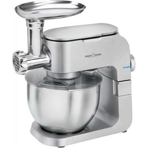  ProfiCook PC-KM 1151 2in1 Multi-Kuechenmaschine und Fleischwolf mit Alu-Druckguss-Gehause, 8 Geschwindigkeitsstufen, 6,5 L Edelstahlschuessel, umfangreiches Zubehoer, 1300 W