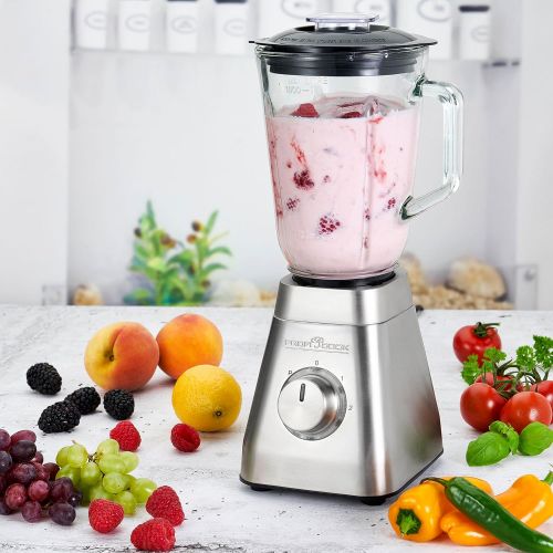  ProfiCook PC-UMS 1125 2in1 Edelstahl-Standmixer mit Smoothie-Maker Aufsatz, inkl. 0,6 L Smoothie-Trinkflasche, 6-fach Edelstahlmesser