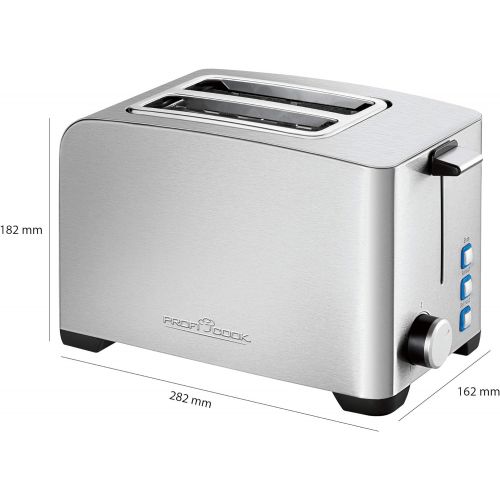  ProfiCook PC-TA 1082 Toaster, Edelstahlgehause, Broetchenaufsatz, stufenlos einstellbarer Braunungsgrad, Zentrierfunktion, Kruemelschublade