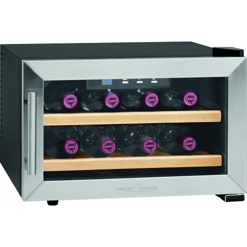  ProfiCook PC-WC 1046 Weinkuehlschrank/EEK A+ / 104 kWh/Jahr/Flaschenkapazitat: 8 a 0,75 Liter/Bedienfeld mit LED-Display/inox