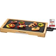 Profi Cook PC-TYG 1143 Teppanyaki-Grill, kratzfeste Keramikbeschichtung, grosse Grillflache, stufenlos regelbarer Thermostat, herausnehmbarer Edelstahl-Fettauffangbehalter, Holz / S