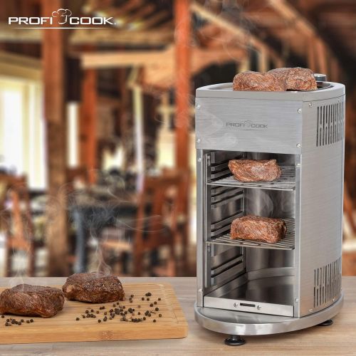  ProfiCook PC-GBS 1178 Beef Grill, 800° Hochleistungsgrill, hochwertiges Edelstahl, Warmhaltefunktion inkl. 2 Grillroste, Fettauffangschale, Gasdruckminderer und Schlauch fuer DE + A