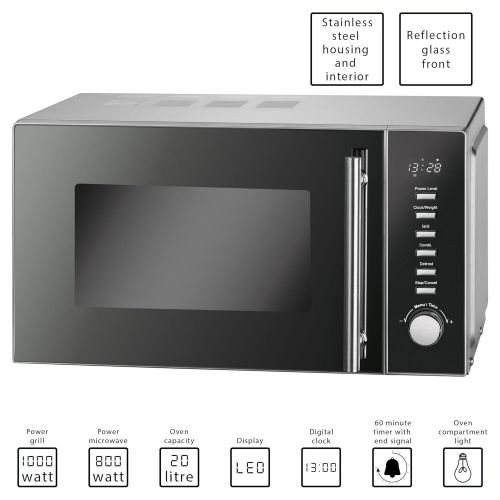  Profi Cook PC MWG 1117Microwave 20Litres 1000W Grill Electronic Control LED Stainless Steel Case Blue