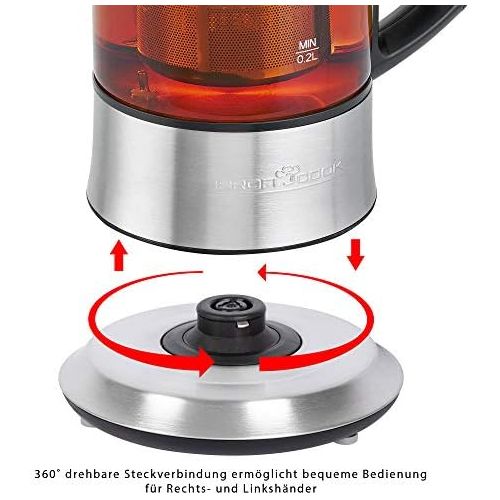  Profi Cook PC-TK 1165 1165-2 in 1-Tee-und Wasserkocher, Permanent Edelstahl-Teefilter (heb-und senkbar), 0,5 L Fuellmenge, Warmhaltefunktion, Glas-/Edelstahlgehause, Schwarz/Silber