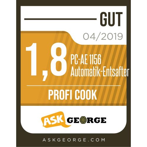  Profi Cook PC-AE 1156 Automatik-Entsafter, Longlife-Profi-Motor (800 W), 18000 U/min, Schwarz/Edelstahl