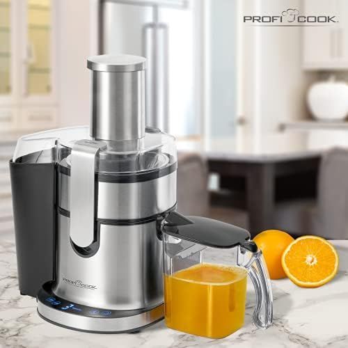  [아마존베스트]ProfiCook PC-AE 1156 Automatic Juicer, 800 Watt Motor, 1 Litre Juice Container, 1.8 Litre Pomace Container, 18,000 RPM, Sensor Touch Control, LED Multifunction Display, Stainless S