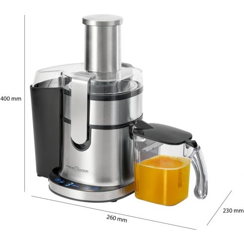  [아마존베스트]ProfiCook PC-AE 1156 Automatic Juicer, 800 Watt Motor, 1 Litre Juice Container, 1.8 Litre Pomace Container, 18,000 RPM, Sensor Touch Control, LED Multifunction Display, Stainless S