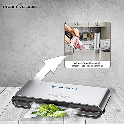  [아마존베스트]Profi Cook PC-SV 1126 Sous Vide Stick, Stainless Steel, LED Multifunction Display, Timer Function, 800 W & PC-VK 1080 Stainless Steel Vacuum Seal, Food Stay Vacuumed Up To 8x Longe