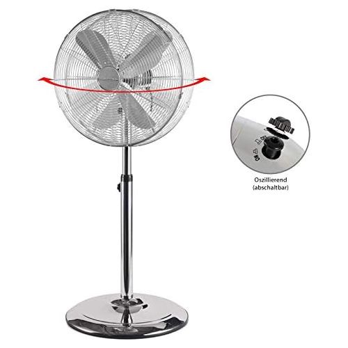  [아마존베스트]ProfiCare PC-VL 3064 MS Metal Standing Fan Oscillating Adjustable Tilt Angle Height Adjustable Diameter Approx. 40 cm Inox