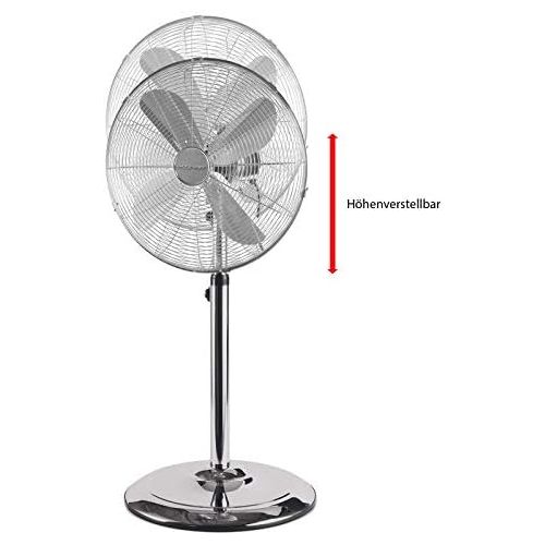  [아마존베스트]ProfiCare PC-VL 3064 MS Metal Standing Fan Oscillating Adjustable Tilt Angle Height Adjustable Diameter Approx. 40 cm Inox