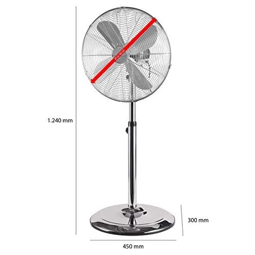  [아마존베스트]ProfiCare PC-VL 3064 MS Metal Standing Fan Oscillating Adjustable Tilt Angle Height Adjustable Diameter Approx. 40 cm Inox