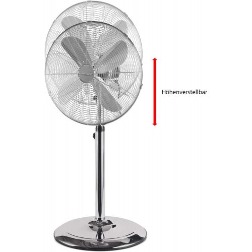  [아마존베스트]ProfiCare PC-VL 3064 MS Metal Standing Fan Oscillating Adjustable Tilt Angle Height Adjustable Diameter Approx. 40 cm Inox