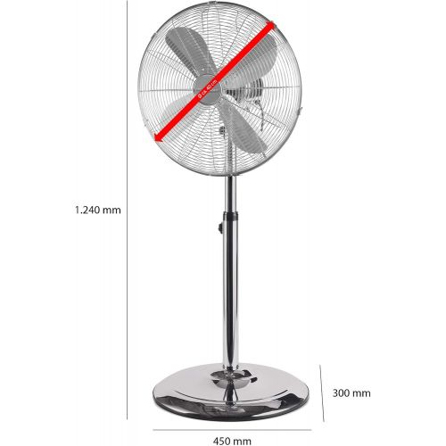  [아마존베스트]ProfiCare PC-VL 3064 MS Metal Standing Fan Oscillating Adjustable Tilt Angle Height Adjustable Diameter Approx. 40 cm Inox