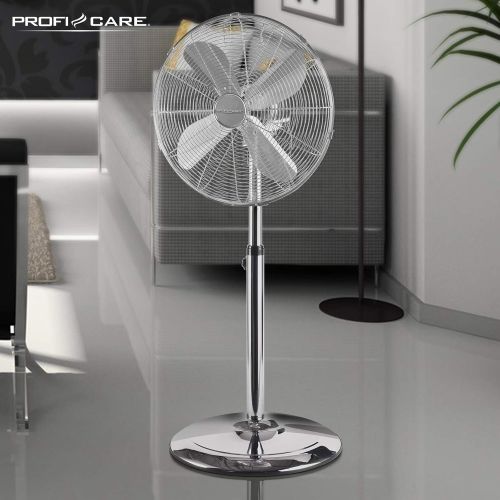  [아마존베스트]ProfiCare PC-VL 3064 MS Metal Standing Fan Oscillating Adjustable Tilt Angle Height Adjustable Diameter Approx. 40 cm Inox