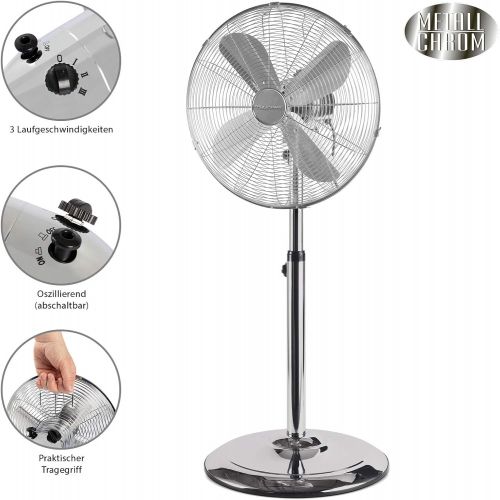  [아마존베스트]ProfiCare PC-VL 3064 MS Metal Standing Fan Oscillating Adjustable Tilt Angle Height Adjustable Diameter Approx. 40 cm Inox