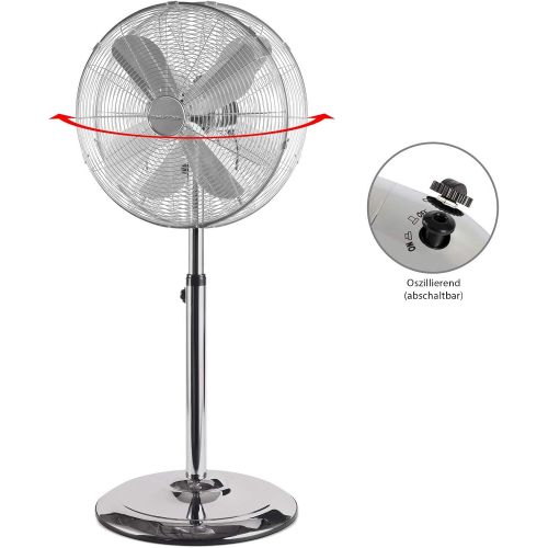  [아마존베스트]ProfiCare PC-VL 3064 MS Metal Standing Fan Oscillating Adjustable Tilt Angle Height Adjustable Diameter Approx. 40 cm Inox