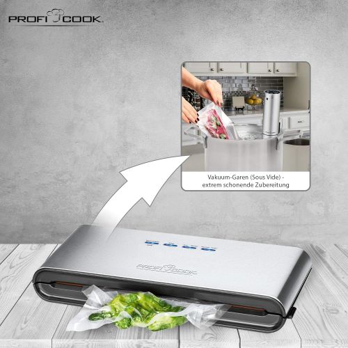  Profi Cook ProfiCook PC-VK 1080 Edelstahl-Vakuumiergerat, Lebensmittel bleiben vakuumiert bis zu 8x langer frisch