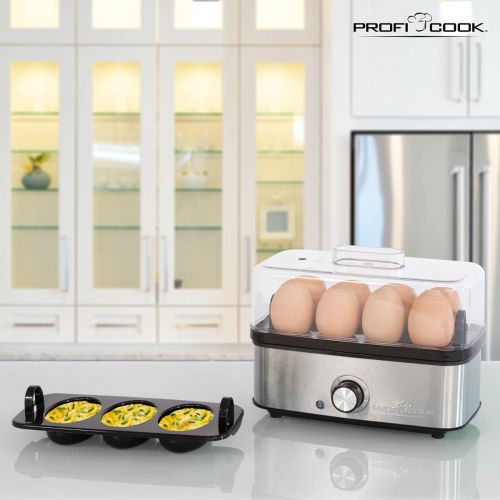  [아마존베스트]Profi Cook 501139 ProfiCook PC-EK 1139 Egg Boiler for up to 8 Eggs Omelette / Poacher Function, Acoustic End Signal Stainless Steel