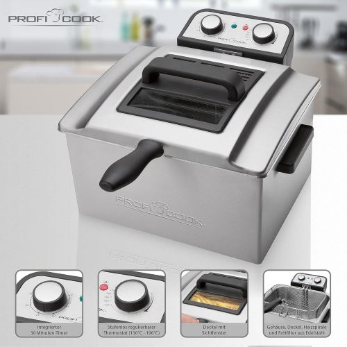  [아마존베스트]ProfiCook PC-FR 1038 Stainless Steel Double Deep Fatfryer