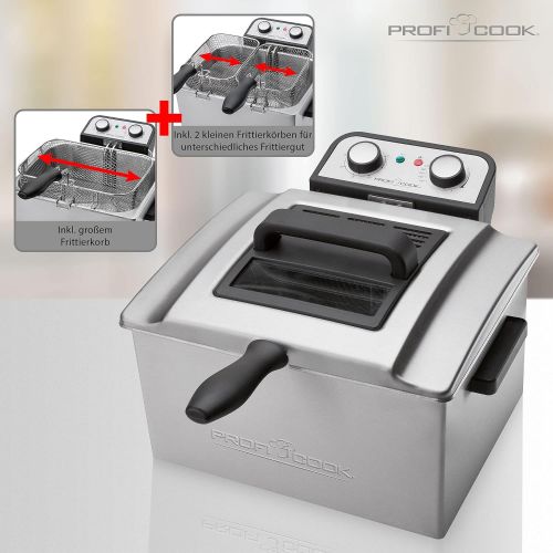  [아마존베스트]ProfiCook PC-FR 1038 Stainless Steel Double Deep Fatfryer