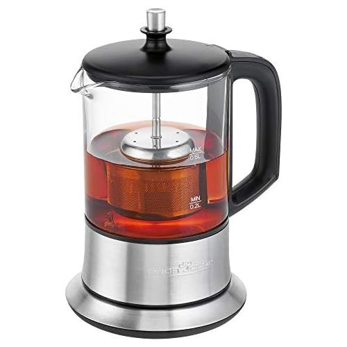  [아마존베스트]Profi Cook PC-TK 1165 1165-2 in 1 Tea and Kettle, Permanent Stainless Steel Tea Filter (Lift and Lower), 0.5 L Capacity, Warming Function, Glass/Stainless Steel Casing, Black/Silve