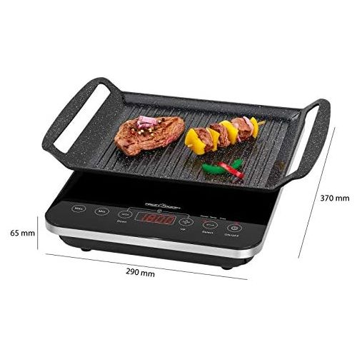  [아마존베스트]ProfiCook PC-ITG 1130 2-in-1 Induction Table Grill and Single Hob, Electronic Sensor Touch Control Panel with LED Display, Black