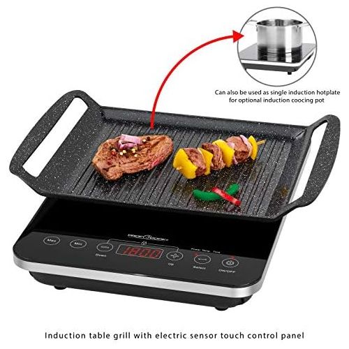  [아마존베스트]ProfiCook PC-ITG 1130 2-in-1 Induction Table Grill and Single Hob, Electronic Sensor Touch Control Panel with LED Display, Black