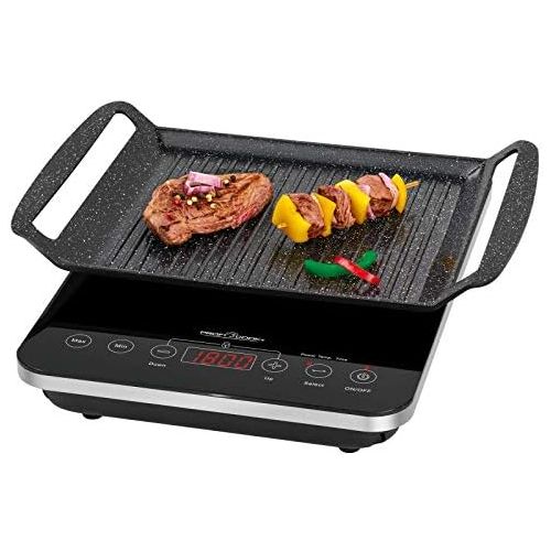  [아마존베스트]ProfiCook PC-ITG 1130 2-in-1 Induction Table Grill and Single Hob, Electronic Sensor Touch Control Panel with LED Display, Black