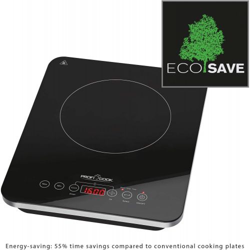  [아마존베스트]ProfiCook PC-ITG 1130 2-in-1 Induction Table Grill and Single Hob, Electronic Sensor Touch Control Panel with LED Display, Black