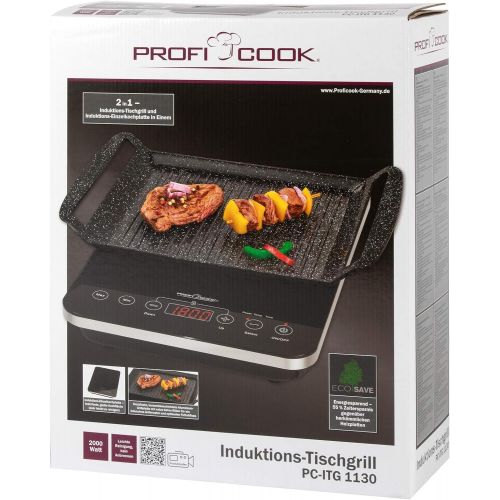  [아마존베스트]ProfiCook PC-ITG 1130 2-in-1 Induction Table Grill and Single Hob, Electronic Sensor Touch Control Panel with LED Display, Black