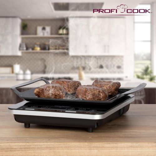  [아마존베스트]ProfiCook PC-ITG 1130 2-in-1 Induction Table Grill and Single Hob, Electronic Sensor Touch Control Panel with LED Display, Black