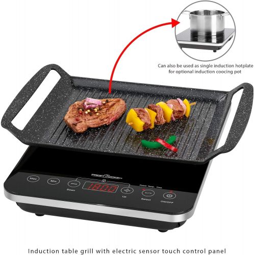  [아마존베스트]ProfiCook PC-ITG 1130 2-in-1 Induction Table Grill and Single Hob, Electronic Sensor Touch Control Panel with LED Display, Black