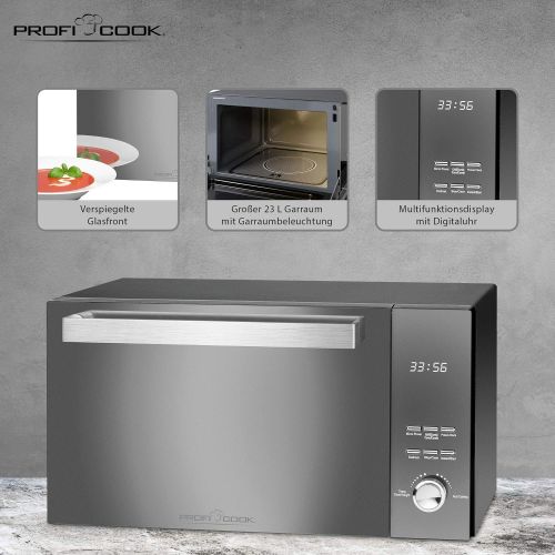  [아마존베스트]ProfiCook PC-MWG 1204 Microwave with Grill, 23 Litre Cooking Space, 800 Watt Microwave Power, 1000 Watt Grill Power, Double Glazed Vertical Door with High-Quality Stainless Steel H
