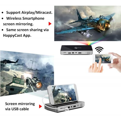  ProfiTech Mini Portable Smart Video Projector 200 Ansi Lumens Android 7.1.2 Wireless and Wired Same Screen Mirroring Compatible with iOSAndroid Dual Band WiFi 2.4G  5G Support 1080P Auto K