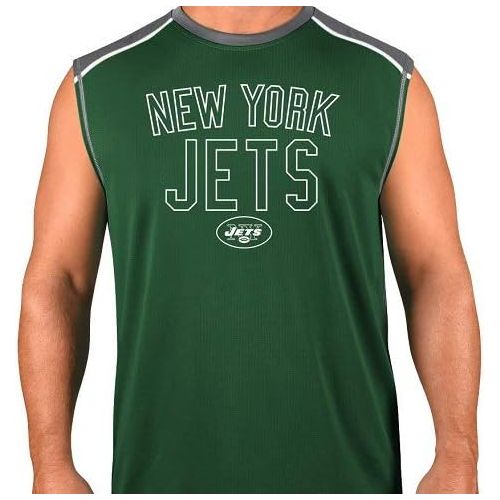  Profile Big & Tall NFL New York Jets Adult Men NFL Plus S/Synthetic Muscle,3X,Storm Grey/Dk Green