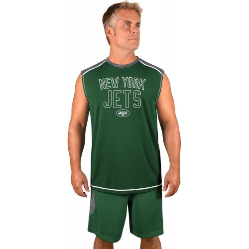  Profile Big & Tall NFL New York Jets Adult Men NFL Plus S/Synthetic Muscle,3X,Storm Grey/Dk Green