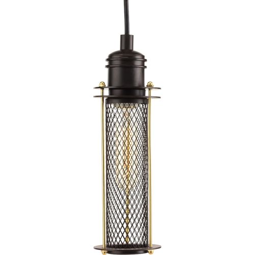  Progress Lighting P5326-20 Industrial One-Light Mini-Pendant, Antique Bronze