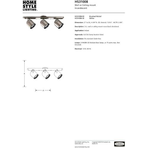  Progress Lighting HomeStyle HS31008-30 Three Light Wall or Ceiling Mount Round Back Directional in White