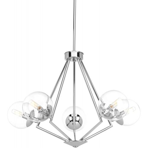  Progress Lighting P4755-15 Mod Five-Light Chandelier, Polished Chrome