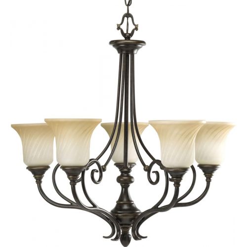  Progress Lighting P4238-09 Med Chandelier, 5-100-watt