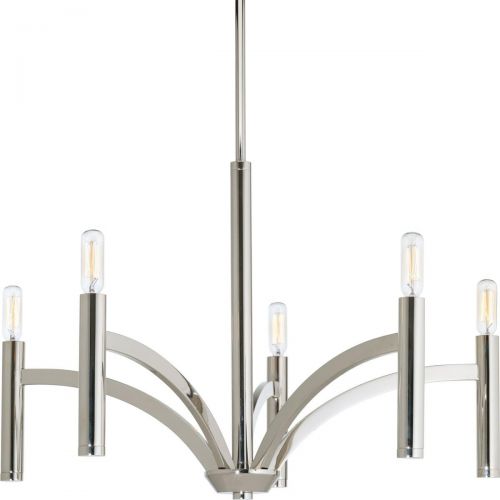  Progress Lighting P4718-104 5-60W Cand Chandelier, 25 x 25 x 15.62, Polished Nickel