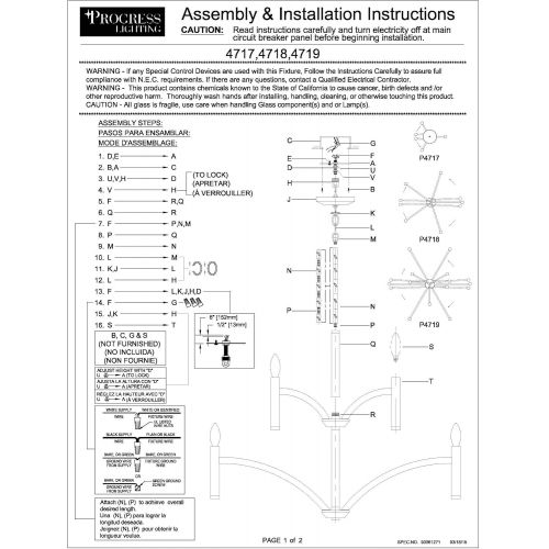  Progress Lighting P4718-104 5-60W Cand Chandelier, 25 x 25 x 15.62, Polished Nickel